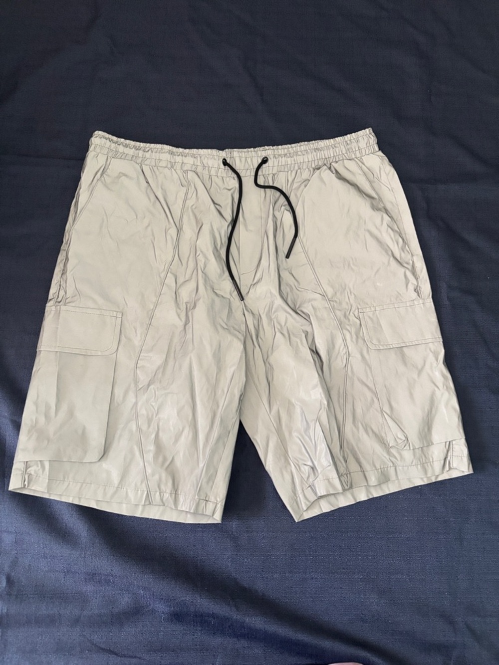 American Stitch Light Gray Cargo Shorts with Black Drawstring